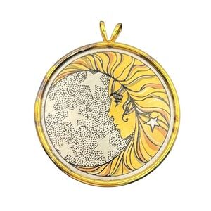 Reed & Barton Damascene pendant for necklace moon, stars, sun & celestial